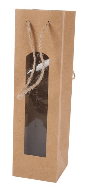 Bolsa para botella de vino kraft con ventana