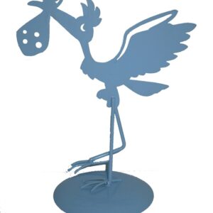 Figura pastel metálica cigüeña azul