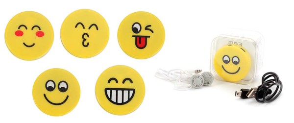 Mp3 emoticono en caja de regalo (cable+cascos)