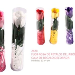 Flor rosa de pétalos de rosa en caja de regalo