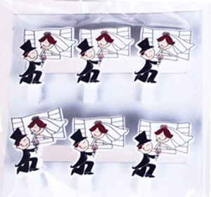 Pack 6 pinzas novios madera