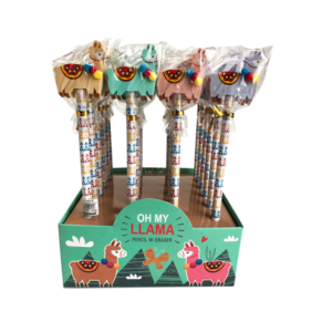 Lote 24 lápices de madera con borrador "llamas"