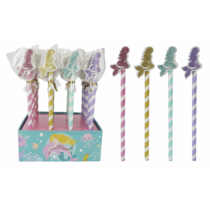 Lote 24 lápices + borrador purpurina "sirenita"