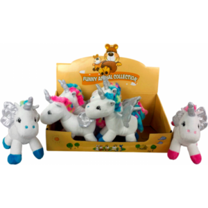 Expositor con 8 peluches unicornio