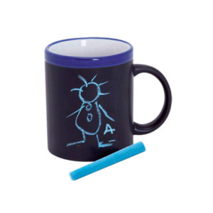 Taza pizarra ceramica en cajita individual azul