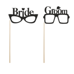 Set de 2 gafas "bride", "groom" para photocall