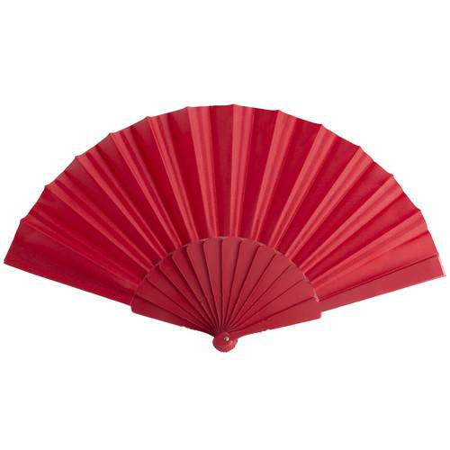 Abanico de tela y pvc presentado en caja rojo