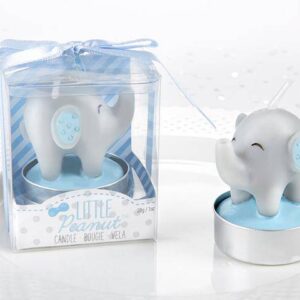 Vela bautizo elefante azul en caja regalo