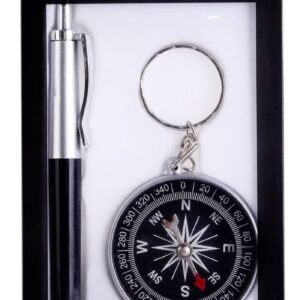 Bolígrafo + brújula en caja pvc