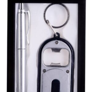 Bolígrafo + llavero linterna y abridor