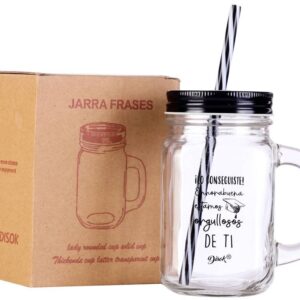 Jarra cristal con tapa y caña "graduación"