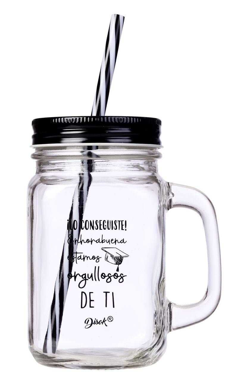 Jarra cristal con tapa y caña “graduación”