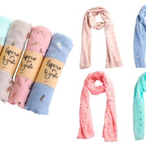 Pañuelo piñas y flamencos con presentación kraft