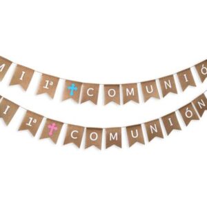 Guirnalda kraft mi primera comunión rosa