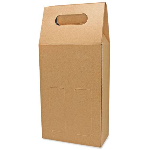 Caja de regalo cartón ventana 2 botellas