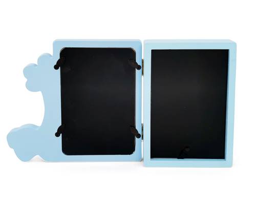 Marco de madera + huellas jirafa azul