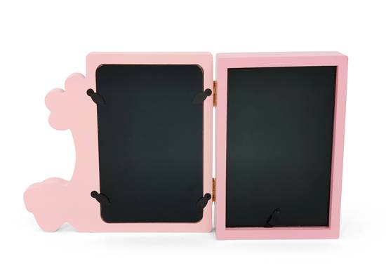 Marco de madera + huellas jirafa rosa