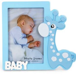 Portafotos madera jirafa azul