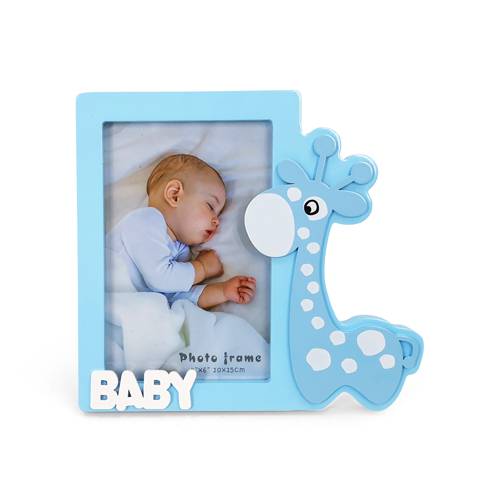 Portafotos madera jirafa azul