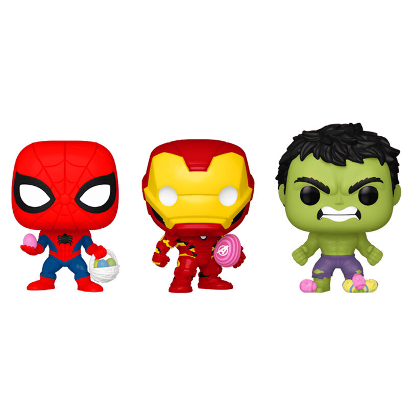 Blister 3 figuras Carrot Pocket POP Marvel Spiderman Hulk Iron Man Pascua