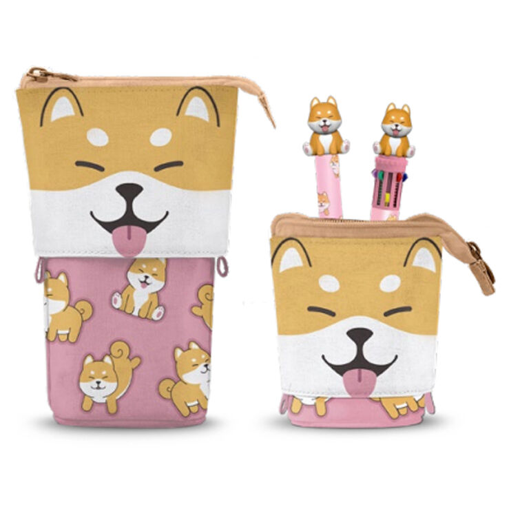 Portatodo Shiba + Boligrafo 10 colores + boligrafo borrable Oh My Pop!