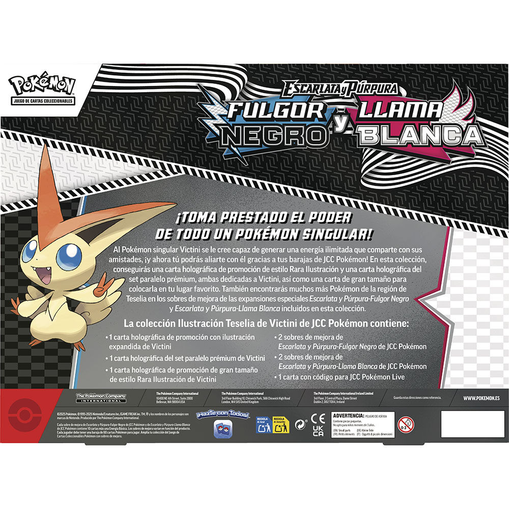 Blister cartas Victini Fulgor Negro y Llama Blanca Pokemon español