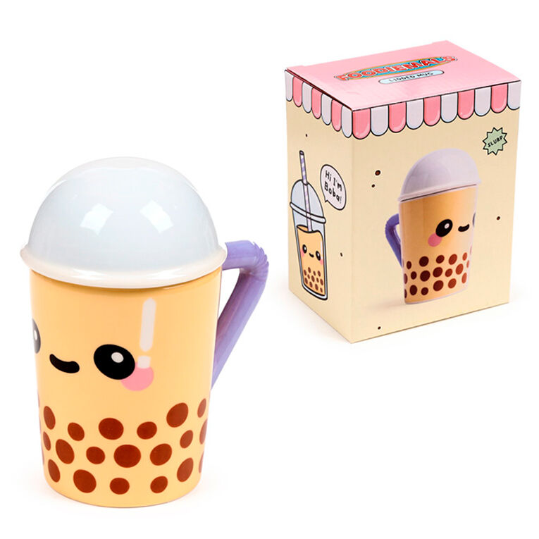 Taza con tapa te con Burbujas Foodiemals Boba 300ml