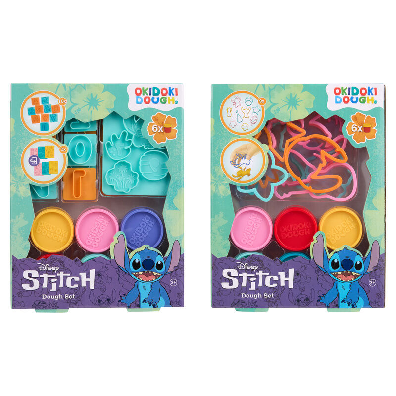 Blister 6 mini botes plastilina + moldes Stitch Disney surtido