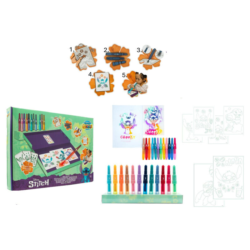 Set aerografo y plantillas Stitch Disney