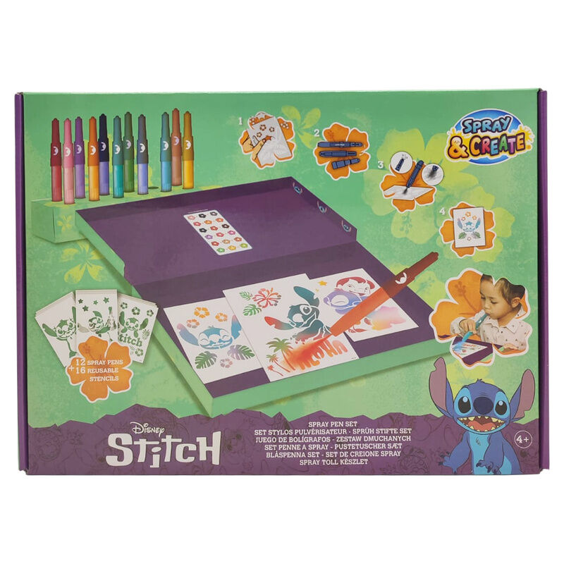 Set aerografo y plantillas Stitch Disney