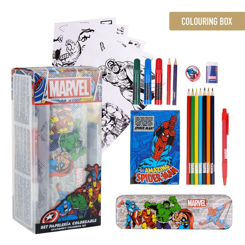 Set papeleria coloreable Marvel