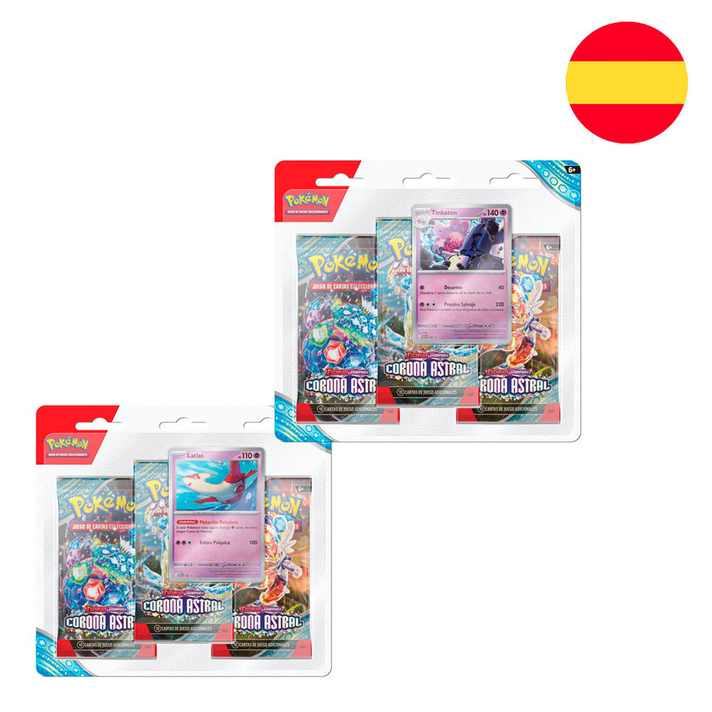 Blister cartas 3 sobres refuerzo Corona Astral Pokemon surtido español