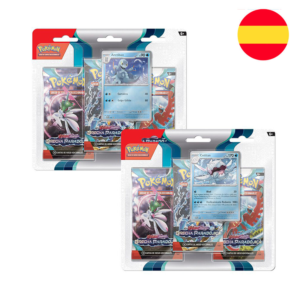 Blister cartas 3 sobres refuerzo Brecha Paradojica Pokemon surtido español