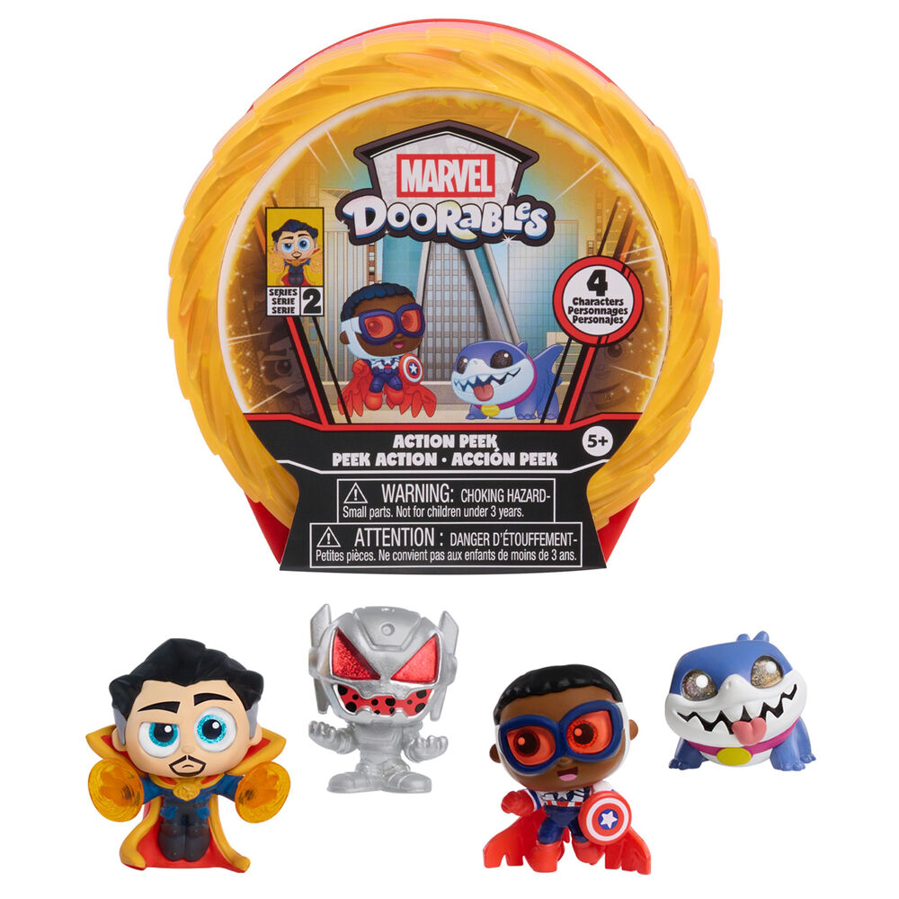 Capsula sorpresa 4 figuras Action Mini Peek Series 2 Marvel Doorables surtido