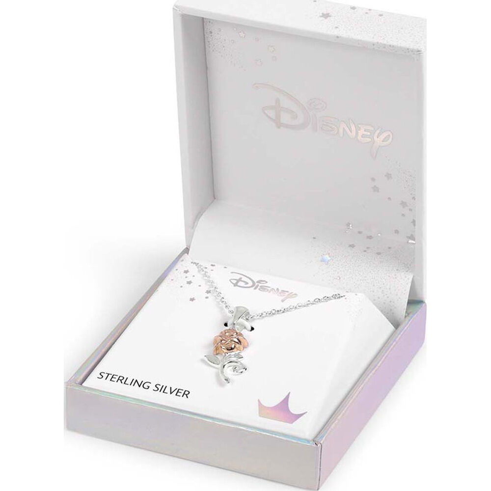 Colgante Rosa La Bella y la Bestia Disney plata