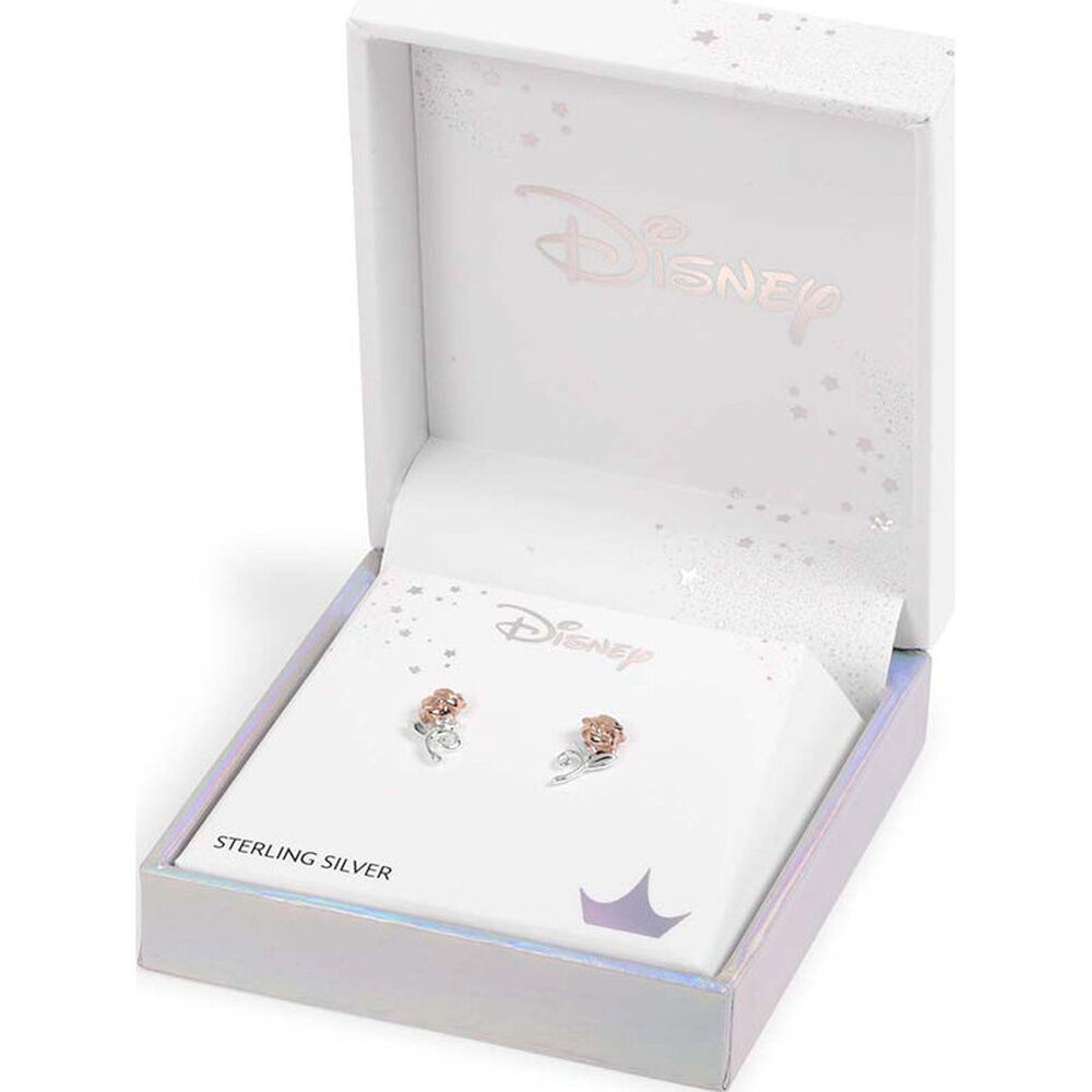 Pendientes Rosa La Bella y la Bestia Disney plata