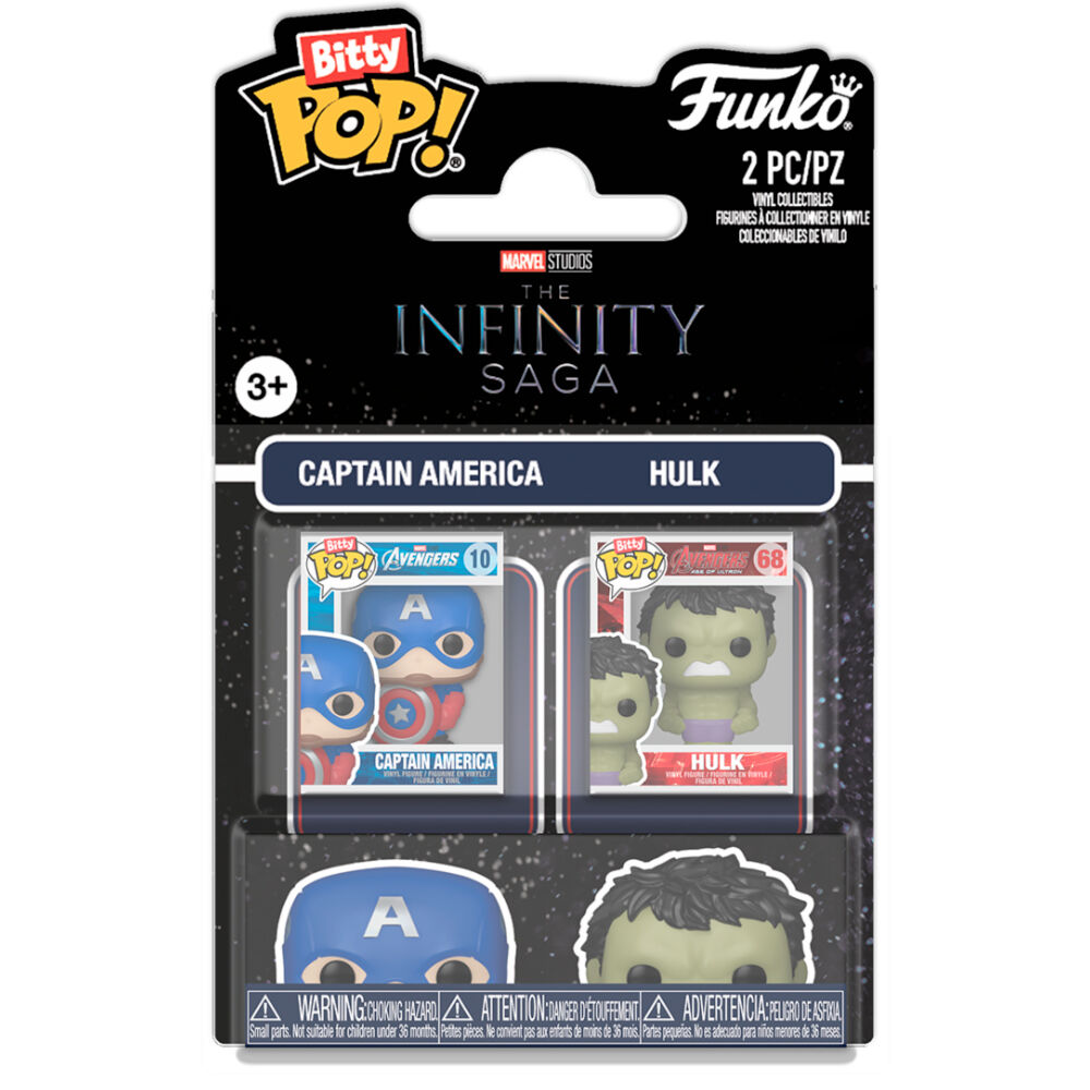 Blister 2 figuras Bitty POP Marvel Infinity Saga Capitan America & Hulk