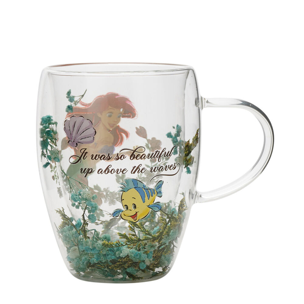 Taza cristal flores secas Ariel Princesas Disney