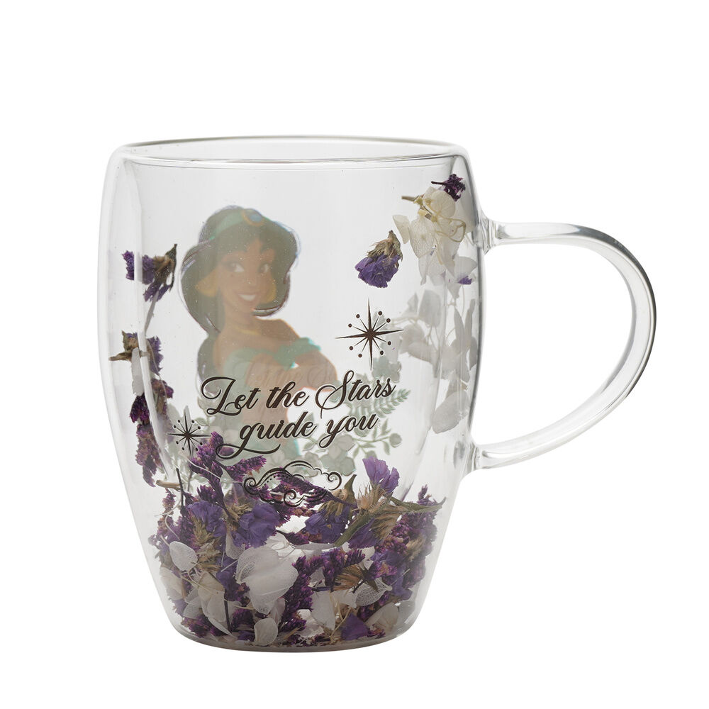 Taza cristal flores secas Jasmine Princesas Disney