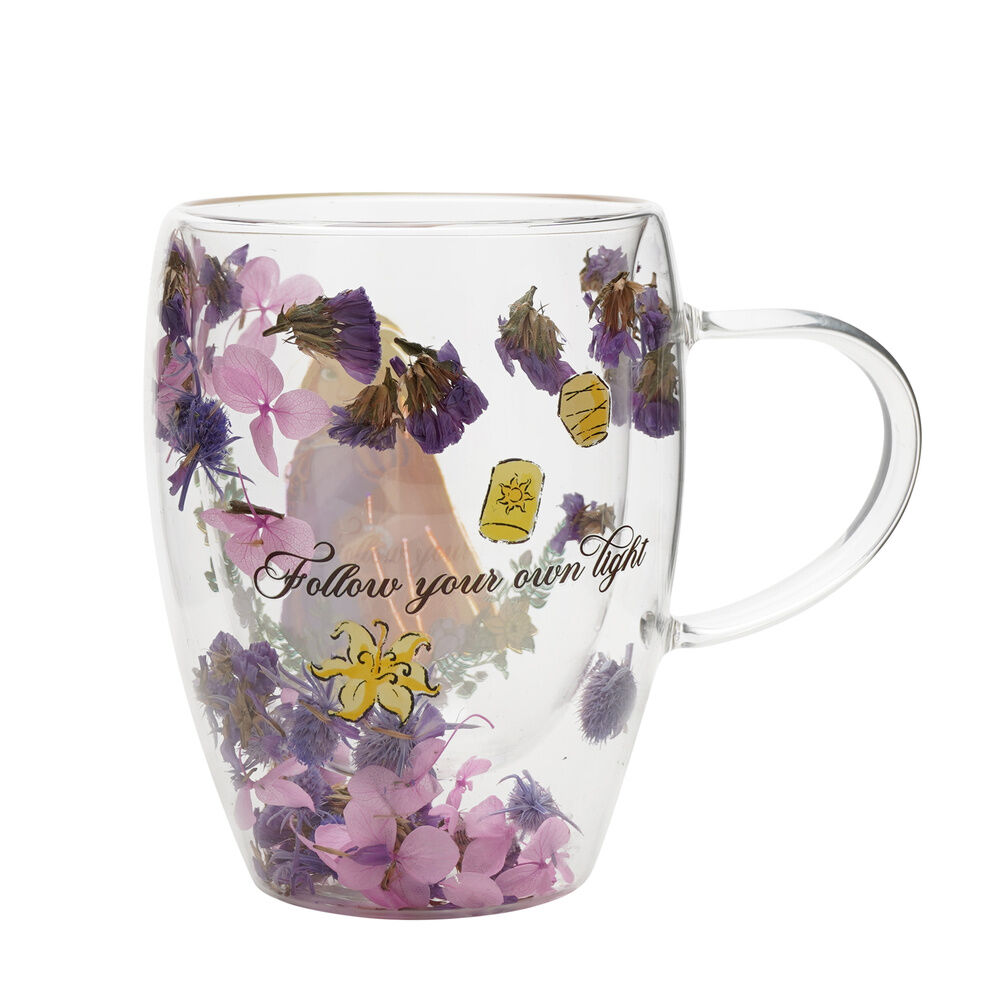Taza cristal flores secas Rapunzel Princesas Disney
