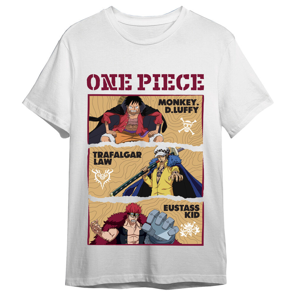 Camiseta Monkey D. Luffy, Trafalgar Law & Eustass Kid One Piece adulto