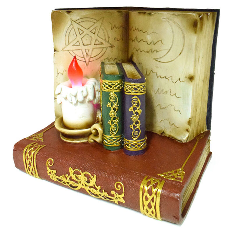 Figura base LED Gato Negro Brujas y Búho Sabio