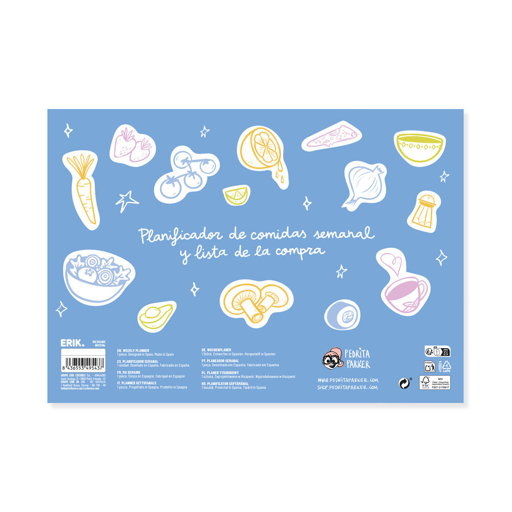 Planificador semanal comidas A4 Pedrita Parker