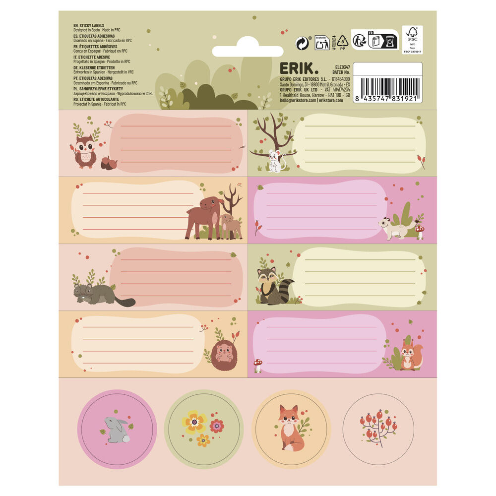 Etiquetas adhesivas Animales Bosque