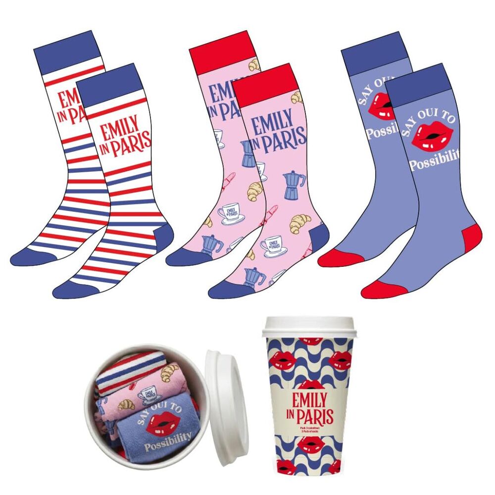 Set 3 pares calcetines Emily en Paris adulto surtido