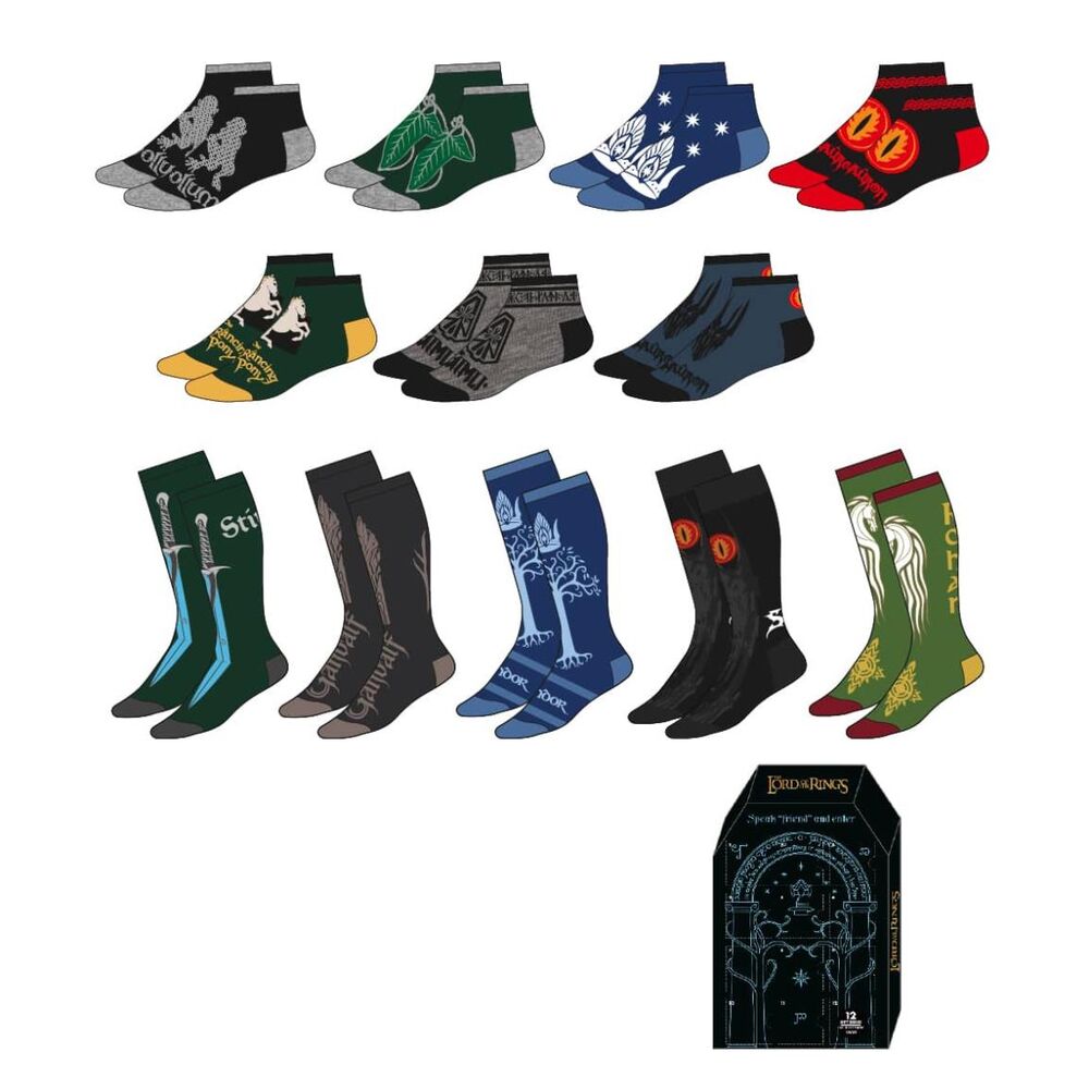 Set 12 pares calcetines Hobbit El Señor de los Anillos adulto surtido
