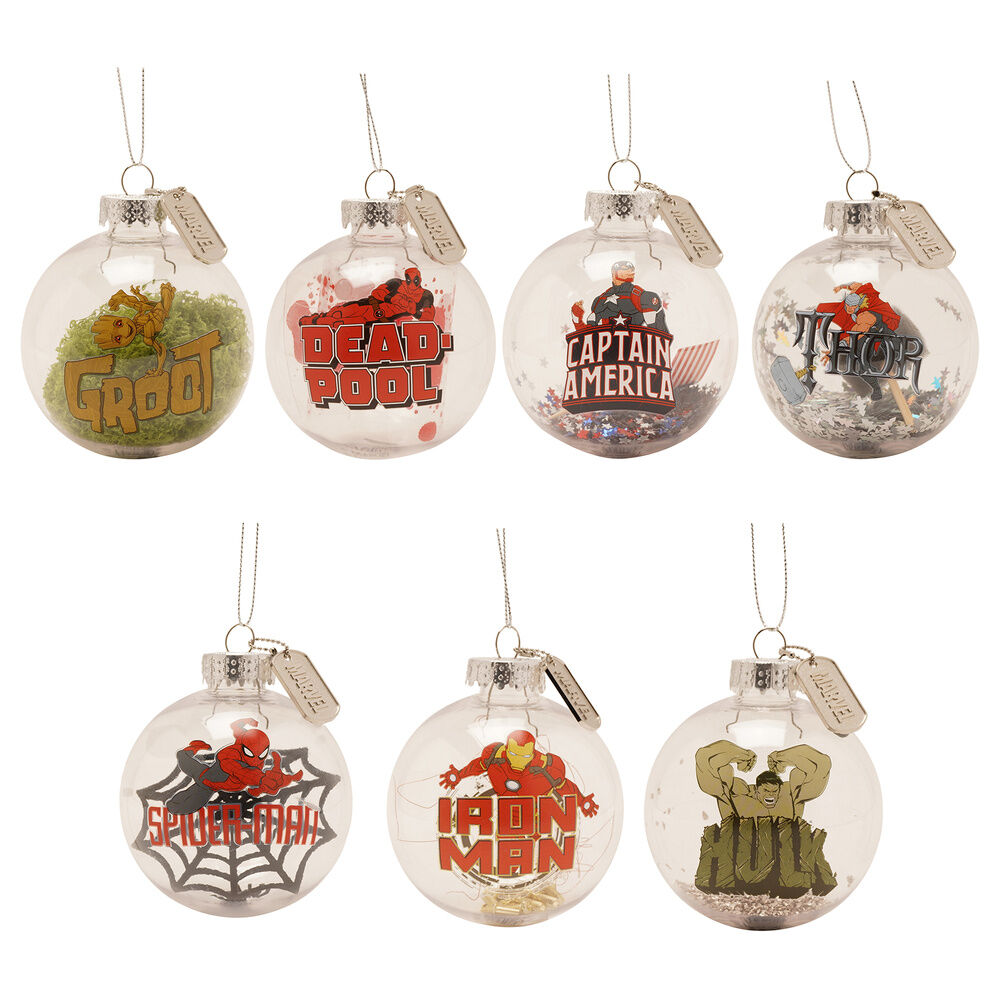 Set 7 bolas Navidad Vengadores Avengers Marvel