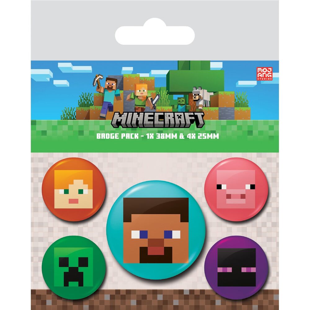 Set 5 chapas Minecraft