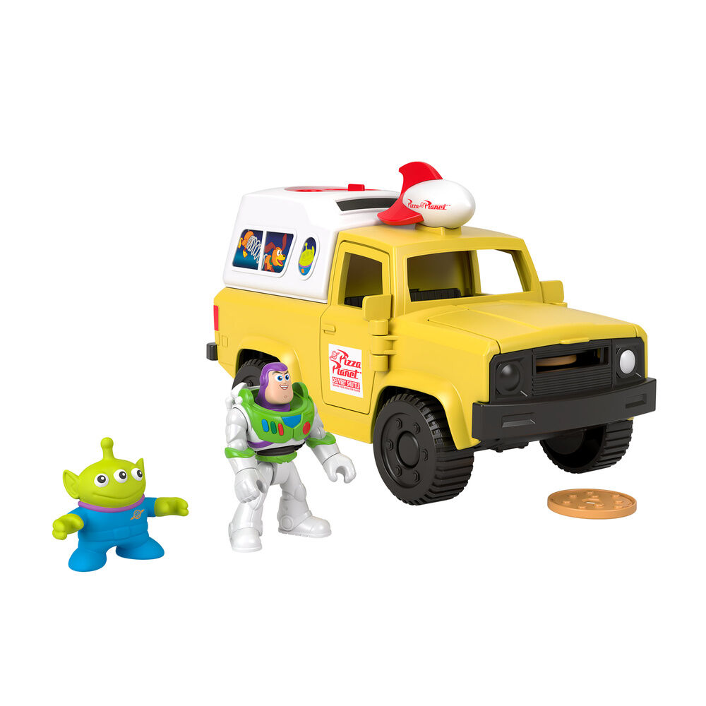 Camion Pizza Planet + figuras Buzz Lightyear y Alien Toy Story Disney Pixar Imaginext