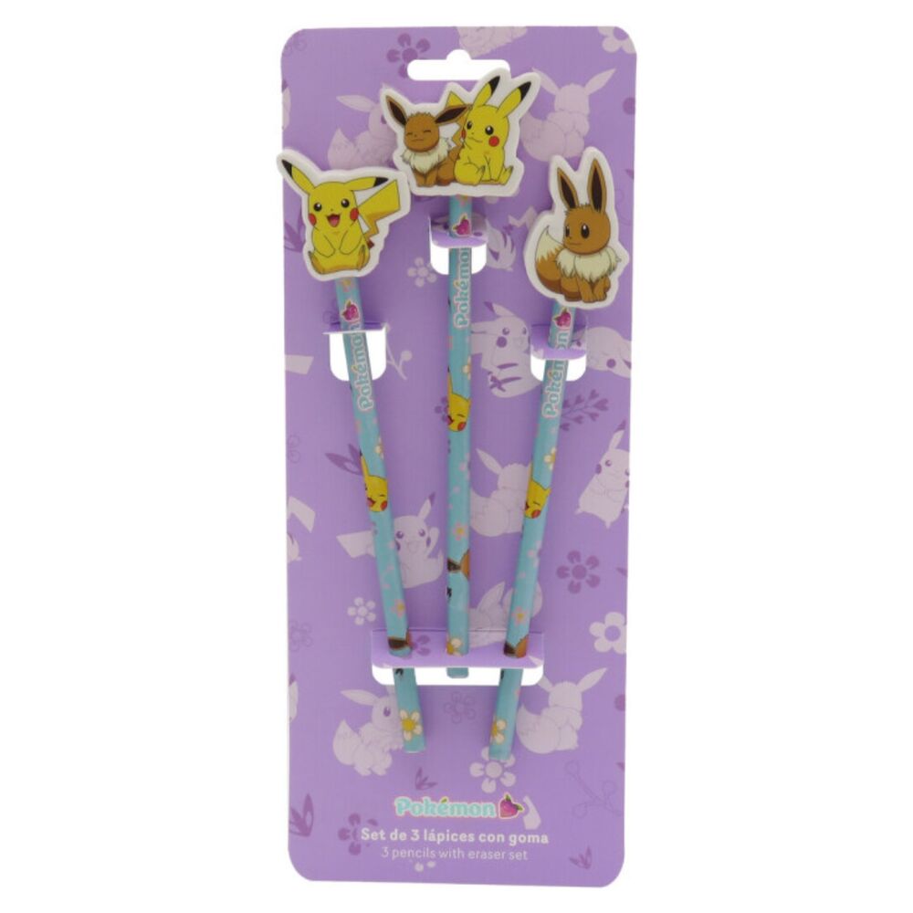 Set 3 lapices Flowers Pokemon